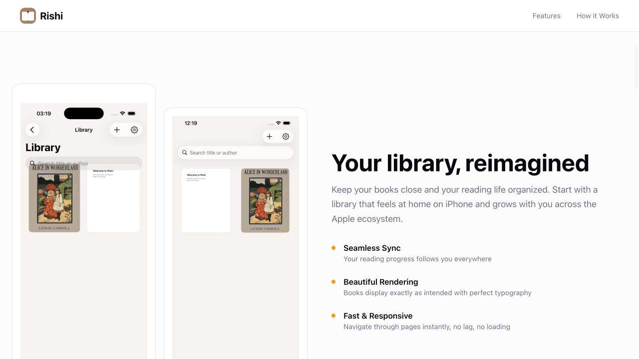 Rishi reading library on iPhone